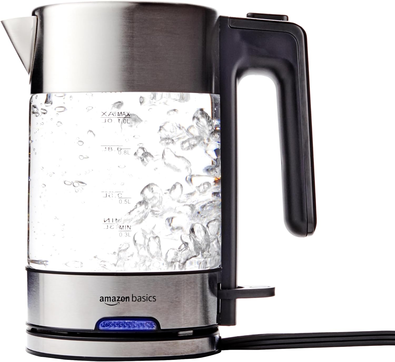 Amazon Basics Electric Glass and Steel Kettle - 1.0 Liter