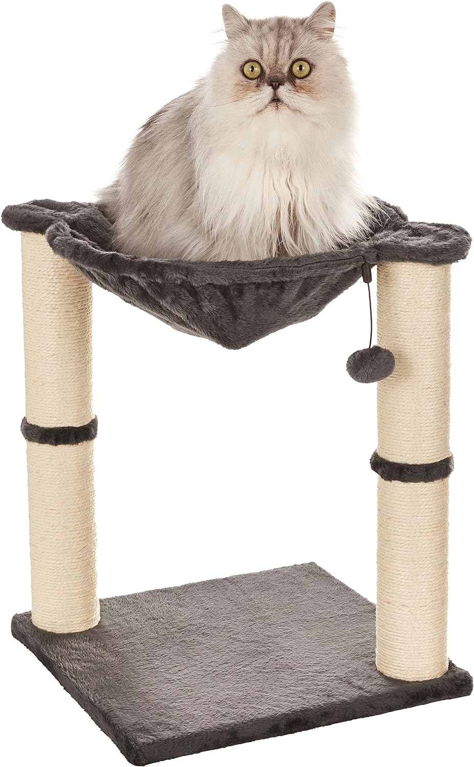 Amazon Basics Cat Tower with Hammock and Scratching Posts for Indoor Cats, 15.8 x 15.8 x 19.7 Inches, Gray