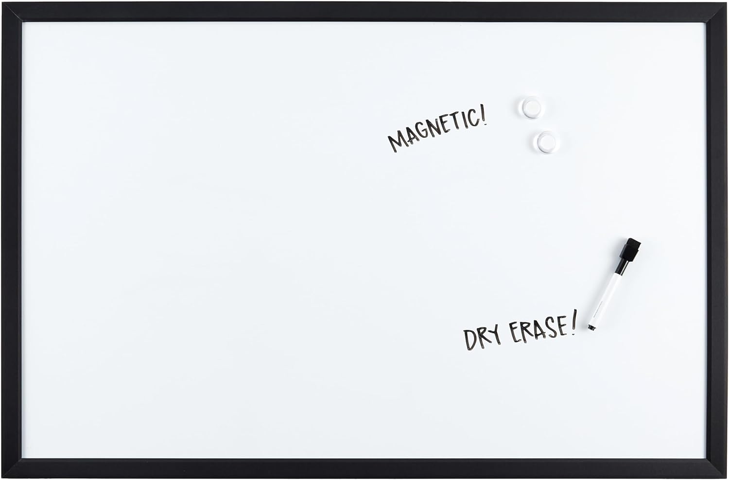 Amazon Basics Magnetic Dry Erase White Board, 35 x 23-Inch Whiteboard - Black Wooden Frame