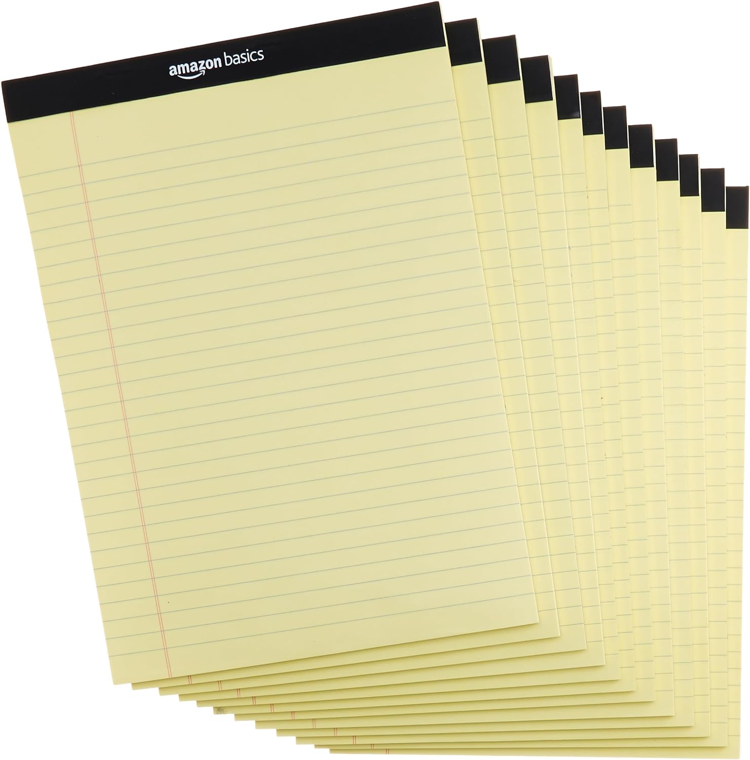 Amazon Basics Wide Ruled Lined Writing Note Pad, 8.5 inch x 11.75 inch, Canary, 600 Sheets ( 12 Pack of 50 )