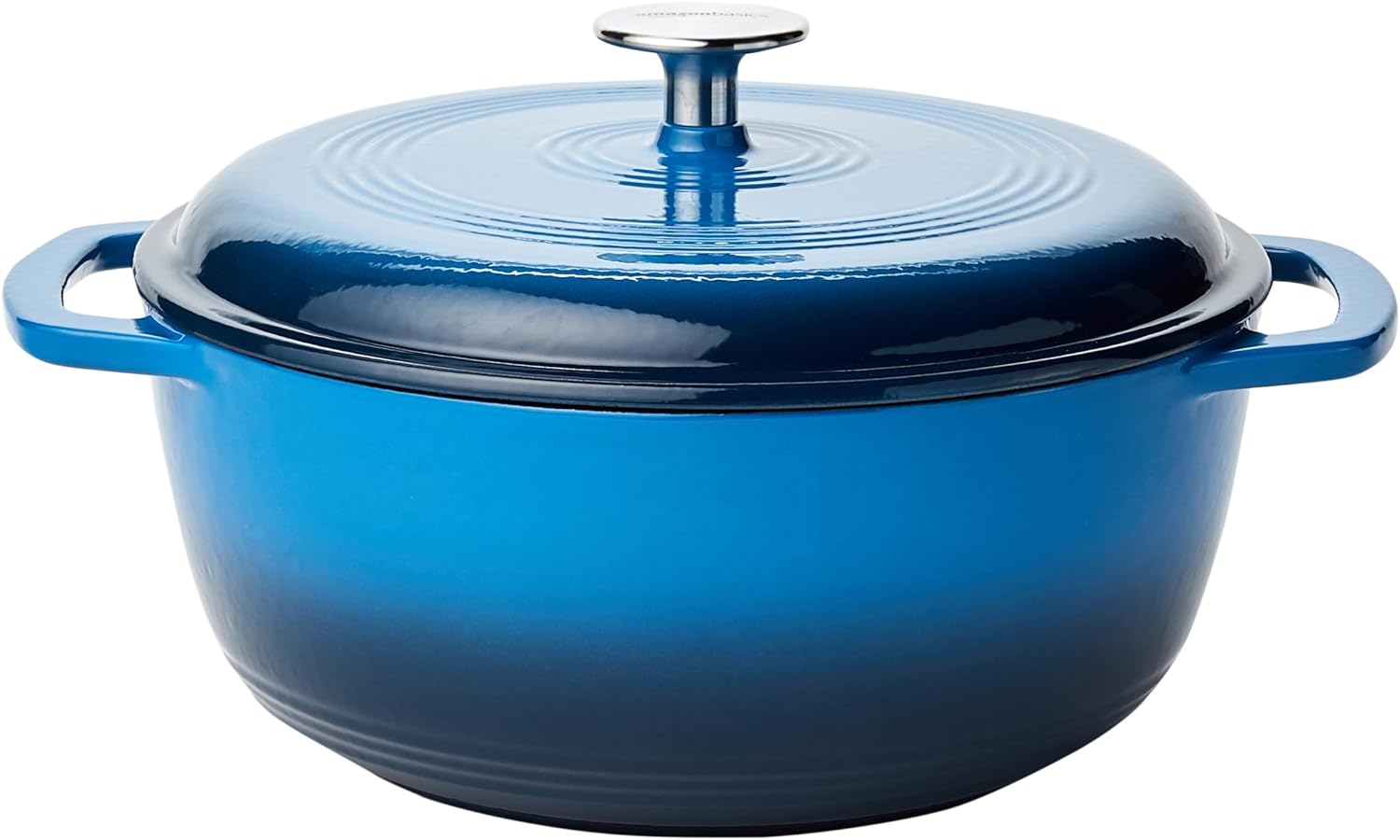 Amazon Basics Enameled Cast Iron Covered Round Dutch Oven, 4.3-Quart, Blue