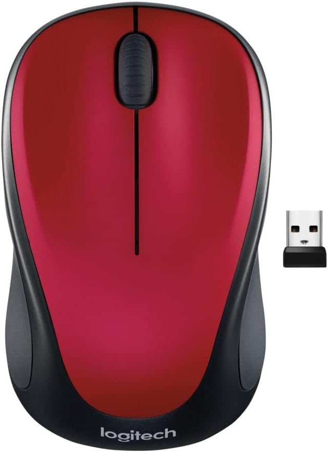 Logitech M317 Wireless Mouse, 2.4 GHz with USB Receiver, 1000 DPI Optical Tracking, 12 Month Battery, Compatible with PC, Mac, Laptop, Chromebook - Red