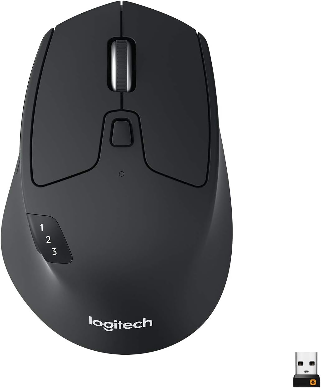 Logitech M720 Triathlon Multi-Device Wireless Mouse, Bluetooth, USB Unifying Receiver, 1000 DPI, 8 Buttons, 2-Year Battery, Compatible with Laptop, PC, Mac, iPadOS - Black