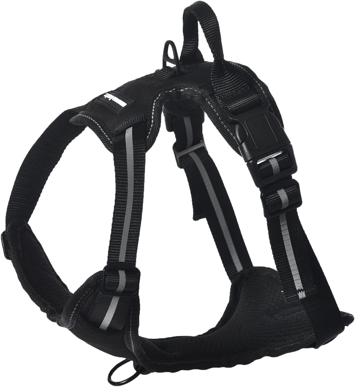 Amazon Basics No-Pull Adjustable Soft Padded Dog Vest Harness with Reflective Stripes, Black, Small