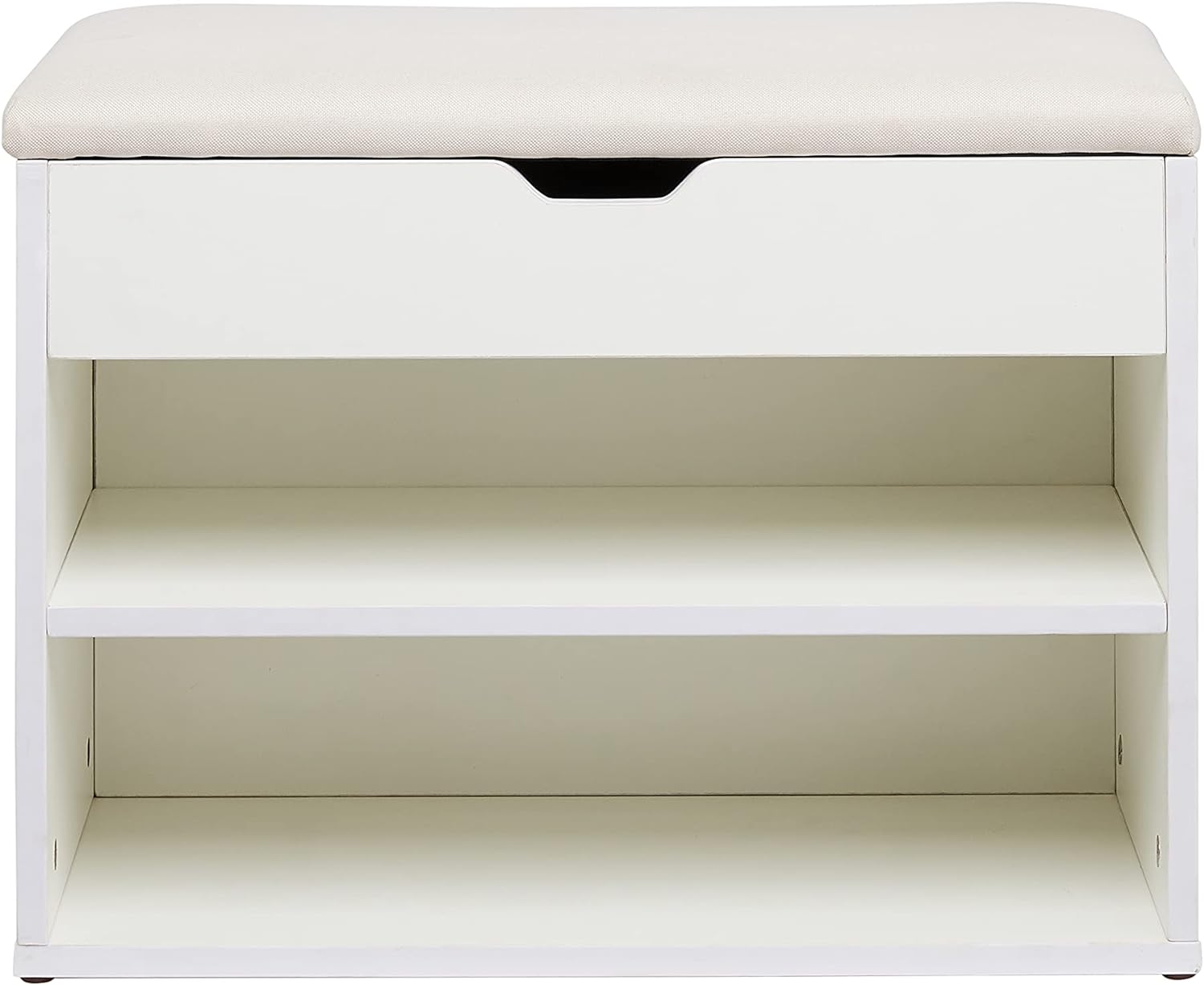 Amazon Basics Shoe Storage Bench, White/Beige