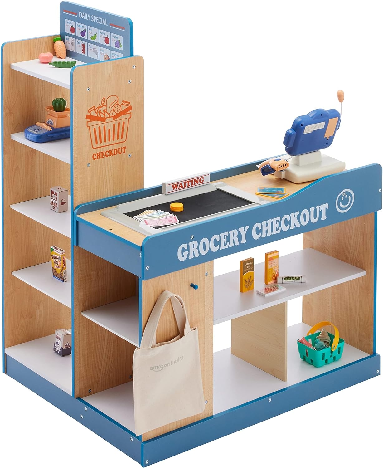 Amazon Basics Grocery Store Checkout Counter, Kids Supermarket Pretend Play Store, Gift for Age 3Y+