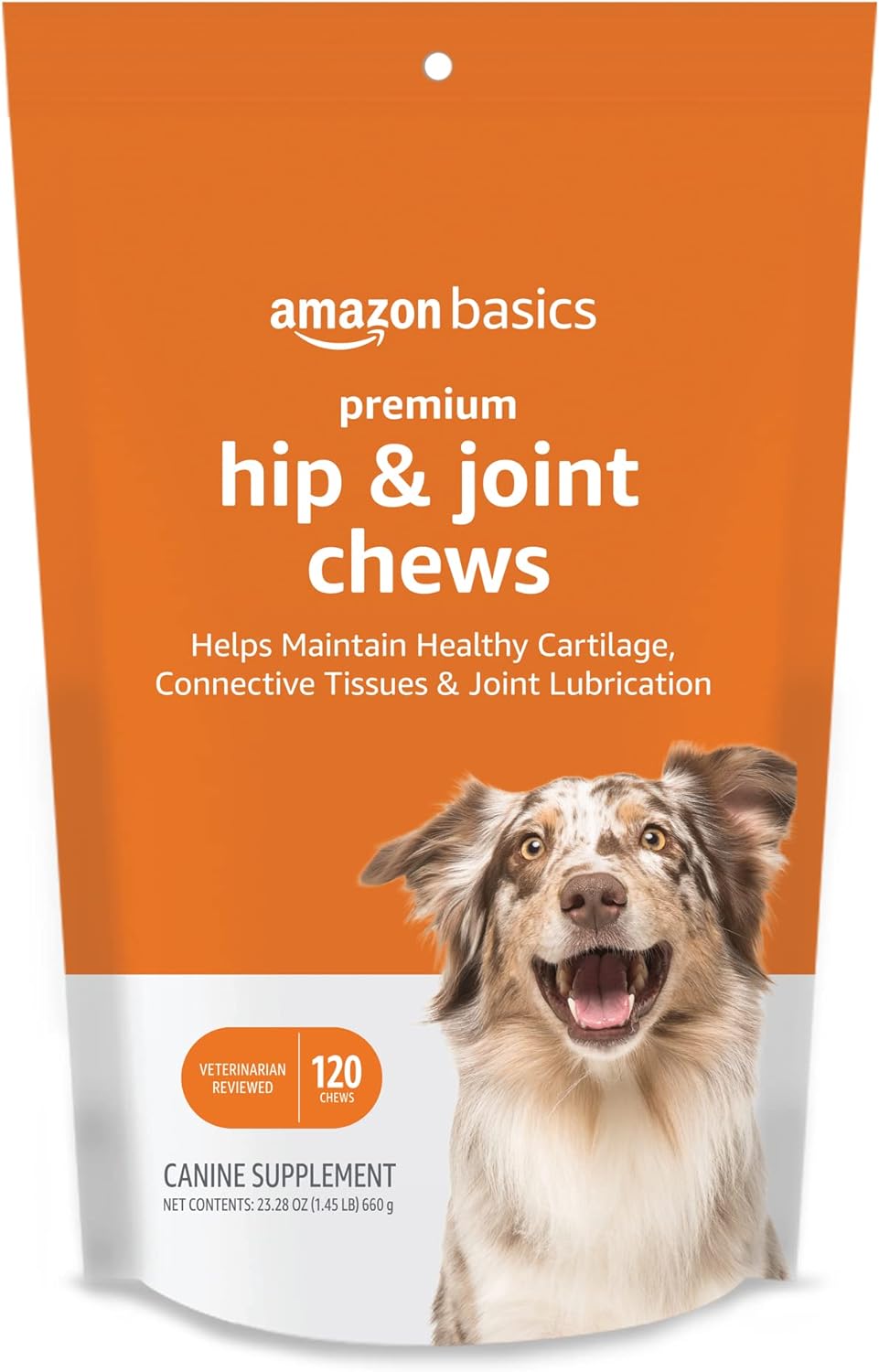 Amazon Basics Premium Dog Hip & Joint Supplement Chews with EPA and DHA, Chicken Liver Flavor, 120 Count (Previously Solimo)