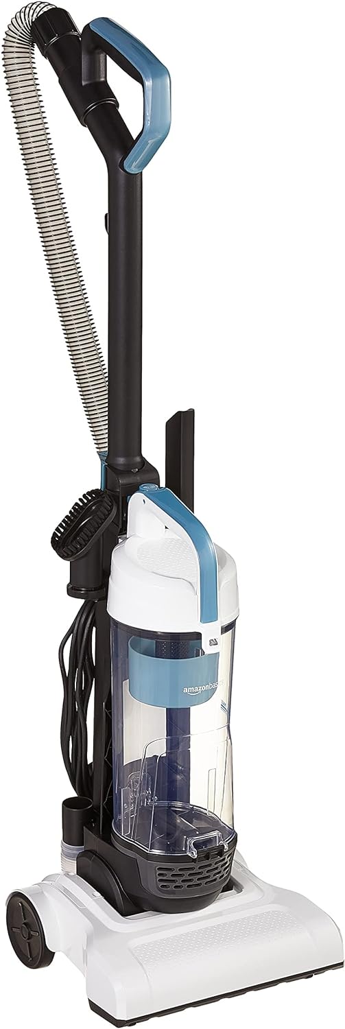 Amazon Basics Upright Bagless Lightweight Vacuum Cleaner, Black and White