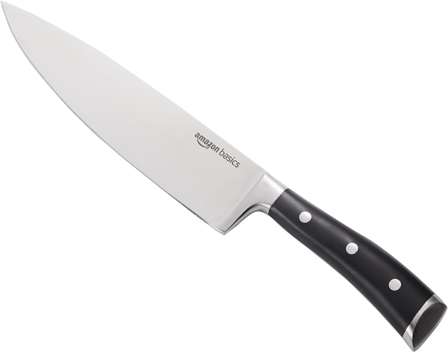 Amazon Basics Classic 8-inch Chefs Knife with Three Rivets, Silver