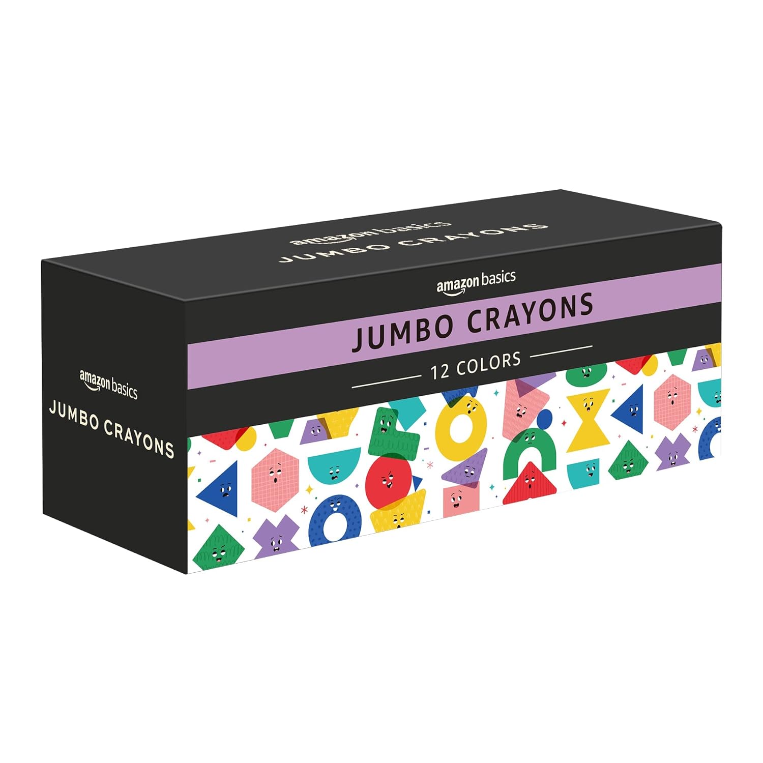 Amazon Basics Jumbo Crayons for Toddlers, 12 Count, Multicolor