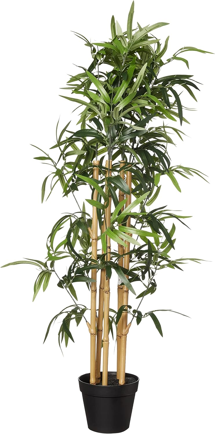 Amazon Basics Artificial Fake Bamboo Plant with Plastic Planter Pot, 39.4", Green