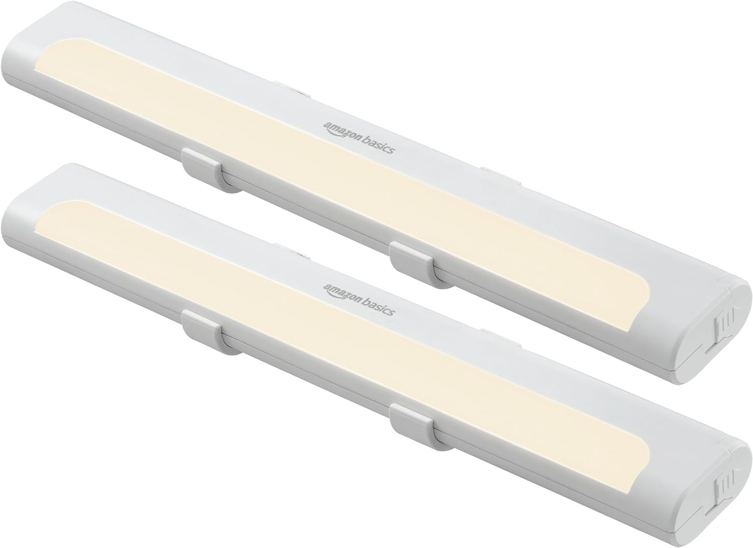 Amazon Basics LED Stick On Lights, Battery Operated, Wireless, 65 Lumens, Portable Light, Under Cabinet Lighting, Closet, Kitchen, 2 Pack