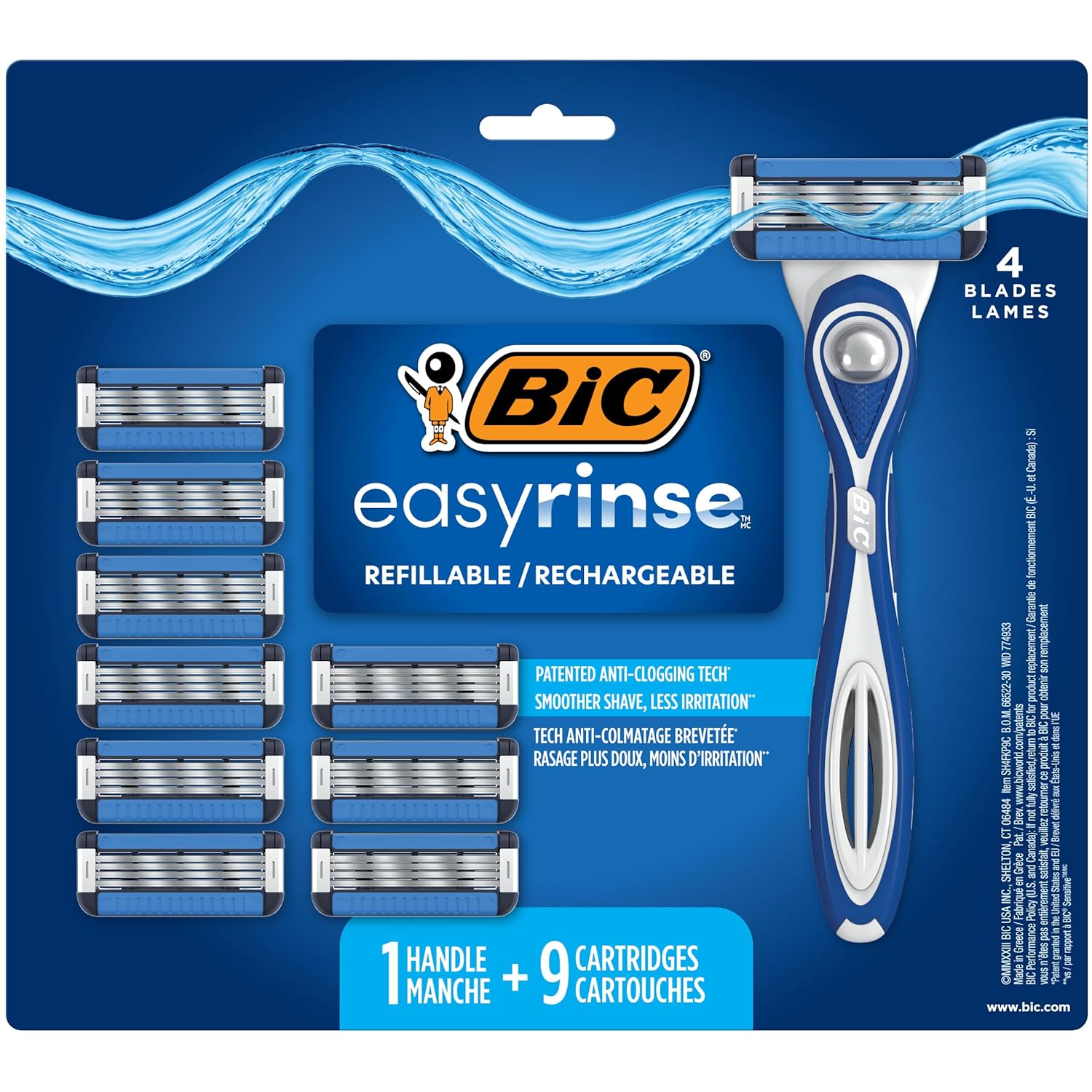 Ive used Bic razors for years, as its a well known trusted brand. I love these new anti clogging blades, that dont fill up as fast. Bics always given me a close, smooth shave. I love that theres 9 refills in this pack, these should last me awhile. As I would expect, its a good razor.