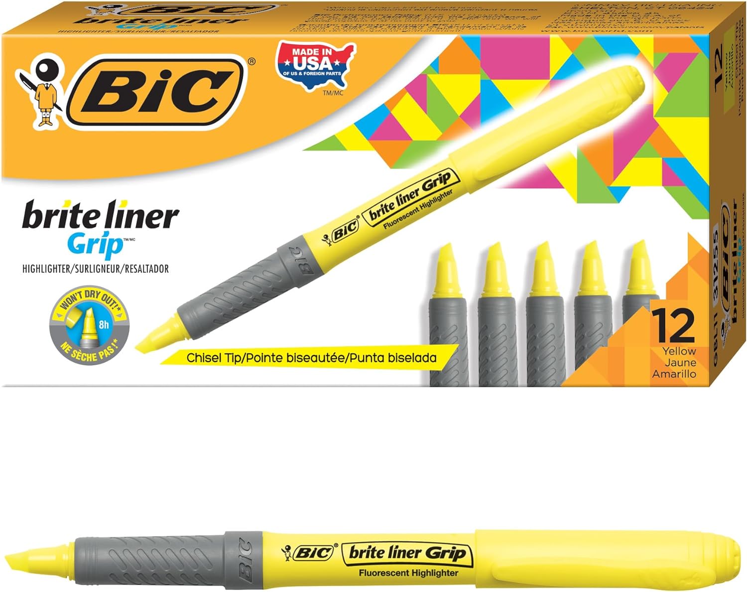 As a student, I swear by three essentials: Moleskine' Cahier Journals, Pentel R.S.V.P. pens, and these BIC Brite Liner highlighters.My brother (prior to graduating) needed highlighters during finals week and his school store only had these in stock, but the multi-colored option. Since he has never liked using any highlighter color other than yellow, he gave the rest to me. The colored ones were surprisingly great - not too ink, not too dark, not too obnoxious.I went through all 4 that he gave m
