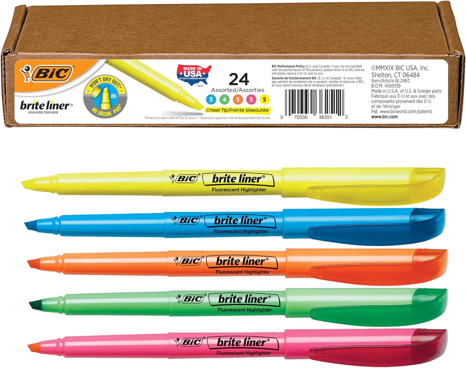 What a great surprise because I did not read the item information. You get 24 highlighters! Four different colors! The size is perfect for marking the important things in my guide book. I am a very happy customer!