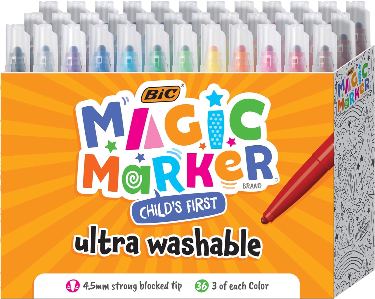 These are my favorites and i love them so so much better than crayola! Do yourself a favor and buy these. They color so well and dont dry out for days if caps are accidentally forgotten! All the caps are clear so the kids can put any cap on any marker and that is so so underrated and wonderful! They are super washable as well, out of clothes, walls, skin you name it it washes out no problem, no scrubbing! I mean for a marker what more could you even ask for (other than more colors)!