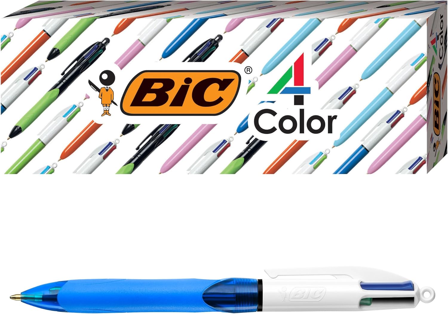 BIC 4-Color Grip¢ Retractable Ball Pen, Assorted, 3 Pack