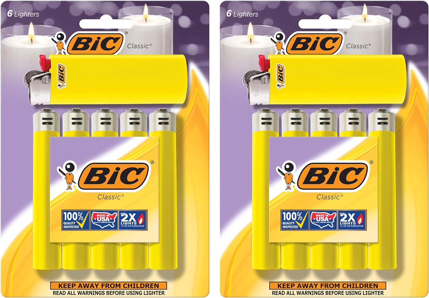 I ordered all yellow as I constantly misplace my lighter. Ive ordered mine from this seller many times over the years and theyve all been packaged and work great! I have problems using my right hand and I find the Bics are the easiest to use and the most dependable lighters out there.