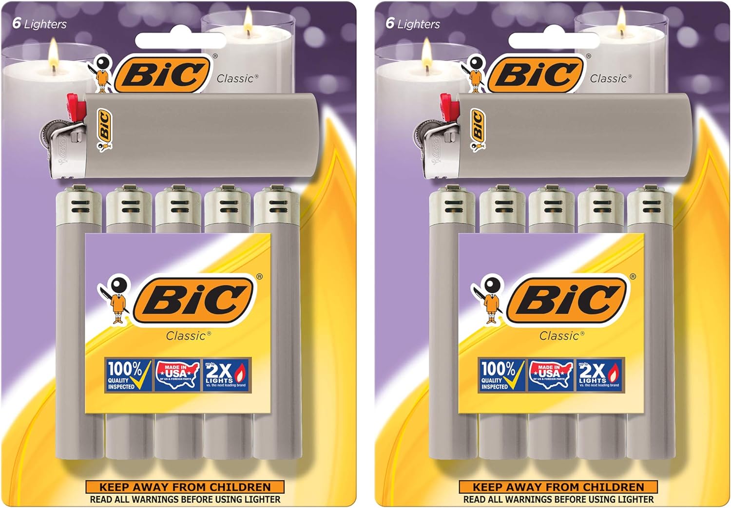 I ordered all yellow as I constantly misplace my lighter. Ive ordered mine from this seller many times over the years and theyve all been packaged and work great! I have problems using my right hand and I find the Bics are the easiest to use and the most dependable lighters out there.