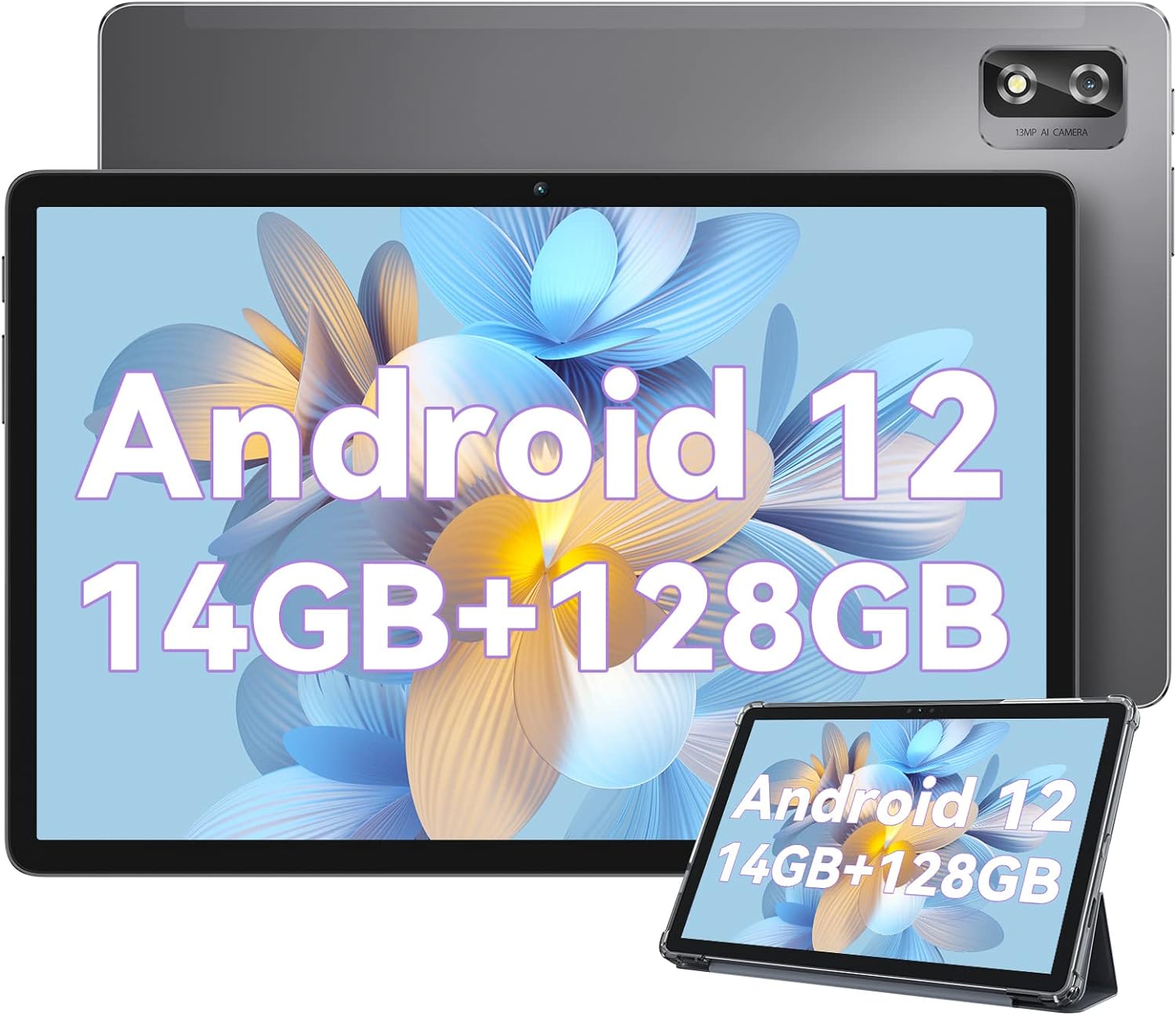 Blackview 2023 New Tab12 Pro Android 12 Tablets Tablet 10 inch Tablet 14GB+128GB 1TB Expand Tablet PC,1980 * 1200 FHD+IPS,2.4G/5G WiFi Tablet,Bluetooth 5.0 GPS Gray