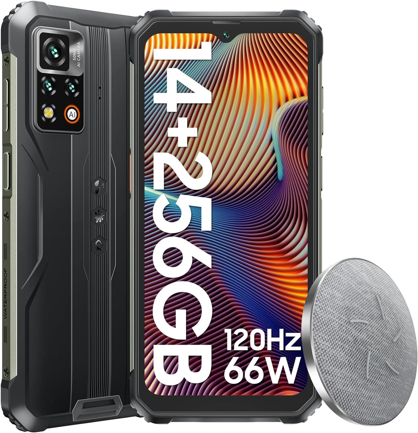 Blackview Rugged Smartphone, BV9200 14GB+256GB/1TB Rugged Phones Unlocked(2023), 66W Fast+30W Wireless Charging, 2.4K 120Hz Display, Harman Audio, Helio G96, 50MP+16MP, Android 12 Rugged Phone, NFC