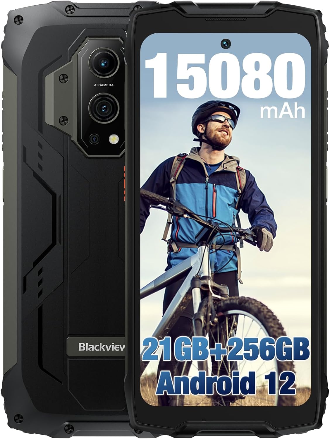 Blackview Rugged Smartphone Unlocked(2023), BV9300 21GB+256GB/1TB,15080mAh Battery/33W,100 Lumen Flashlight,6.7 FHD+ 120Hz,50MP+32MP, Android 12 Rugged Cell Phone,Rugged Phone Fingerprint/FACE ID