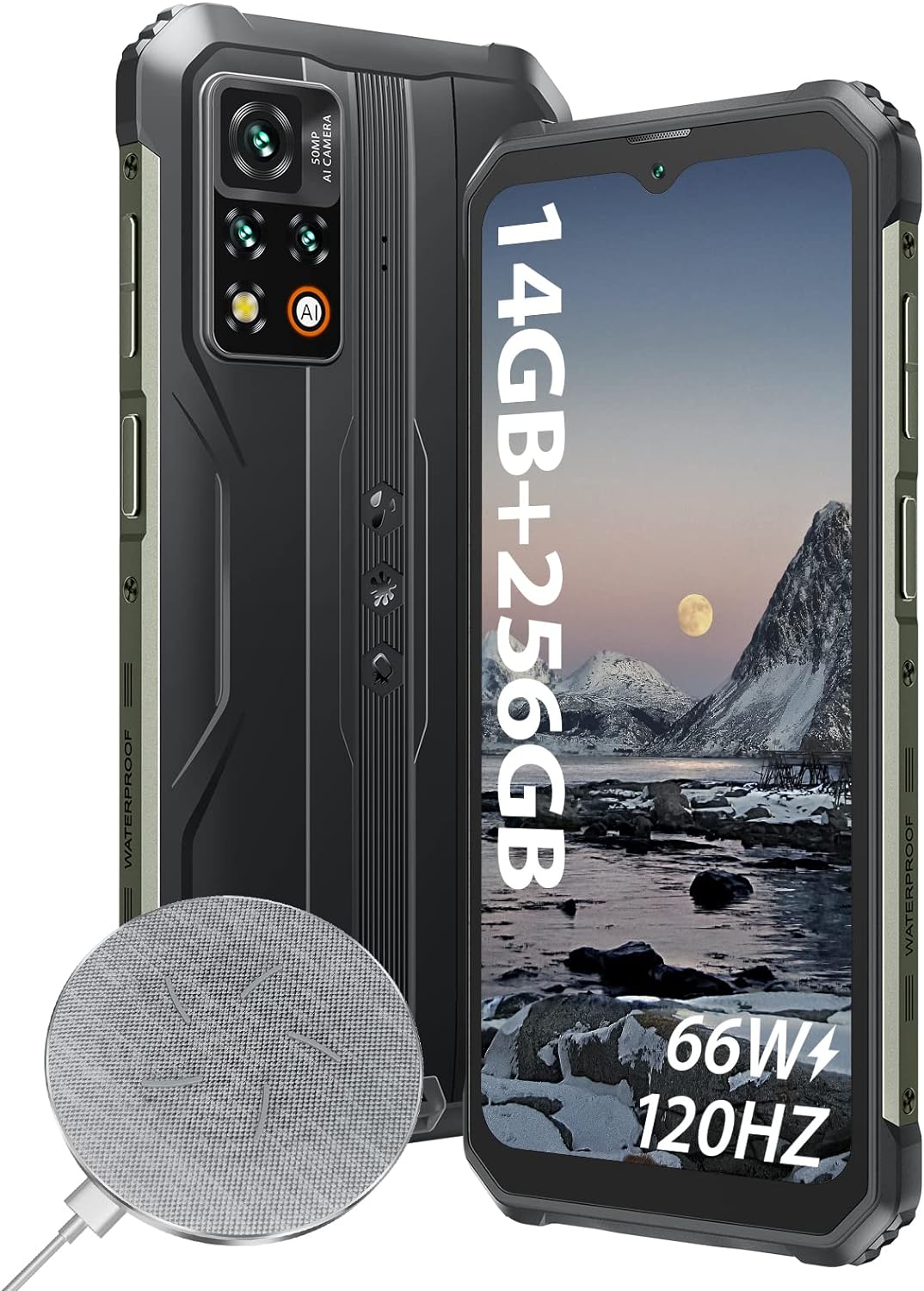 Blackview Rugged Phones Unlocked, BV9200 Android Phones(2023), 14GB+256GB/2TB Unlocked Cell Phone, 66W Fast+ 30W Wireless Charge, Octa-core Helio G96, 2.4K 120Hz Display, 50MP Camera, Android 12, NFC