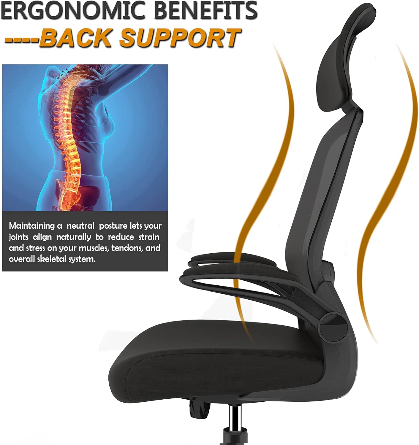 Easy set up and has everything I need. Tilt back. Lumbar support. Head rest. Adjustable arms. All for a decent price. Only drawback is it doesnt go low enough for my feet to comfortably touch the floor.