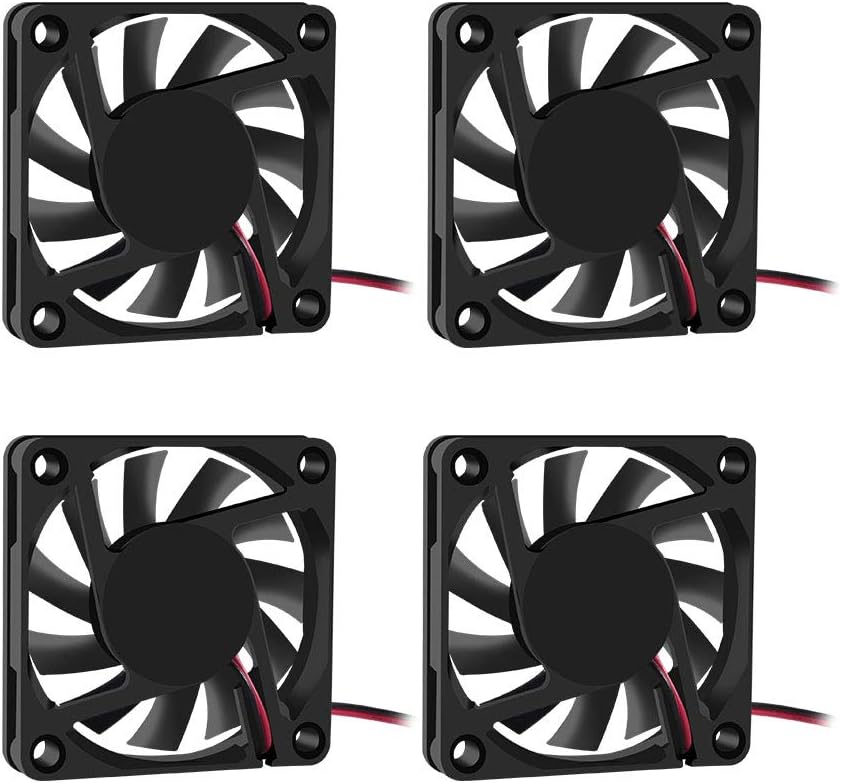 Dorhea Fan 60x60x10 mm DC 12V 6010 Brushless Cooling Fan, Replacement Ball Bearing 60mm Fan for Cooling DIY PC Computer Case Fan - 2 Pin Case Fan (Pack of 4Pcs)