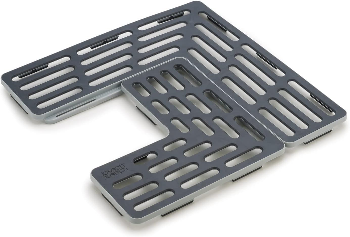 Joseph Joseph SinkSaver Adjustable Sink Protector Mat Two Grid Sections Fits Different Drain Positions Non-Slip, Gray