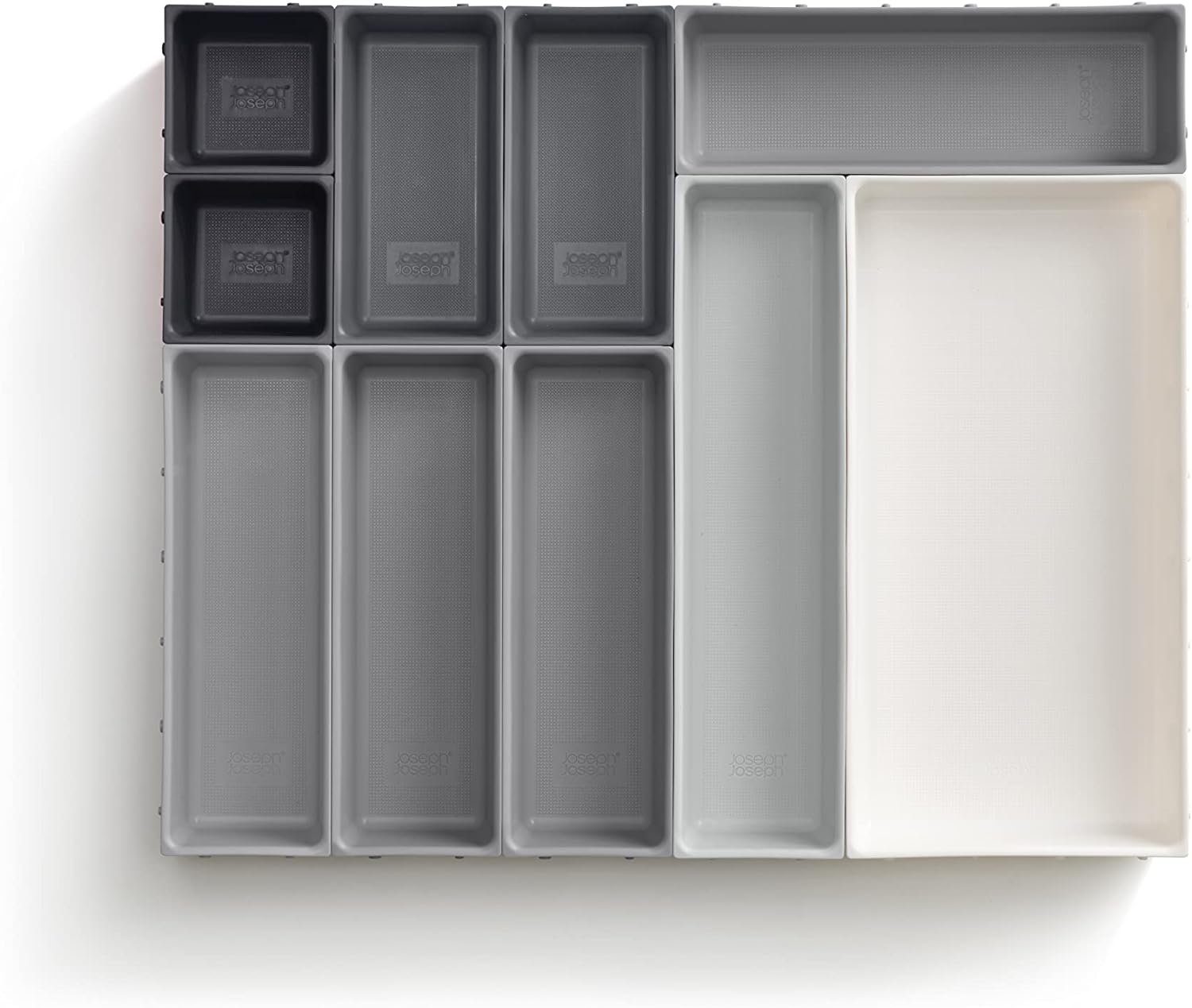 Joseph Joseph Blox 10 Piece Plastic Storage Trays Cosmetics, Stationary, Utensils Drawer Organizer Grey