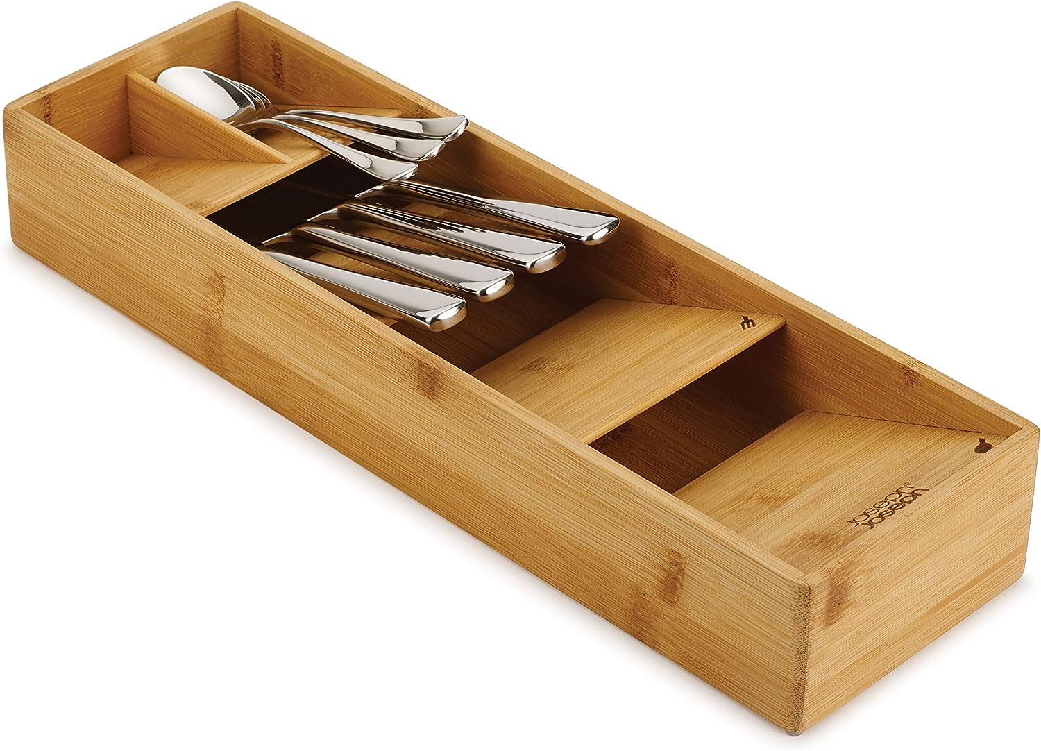 Joseph Joseph Drawer Store - Compact Cutlery Drawer Organizer, 5 compartments, holds 24+ pieces - Bamboo