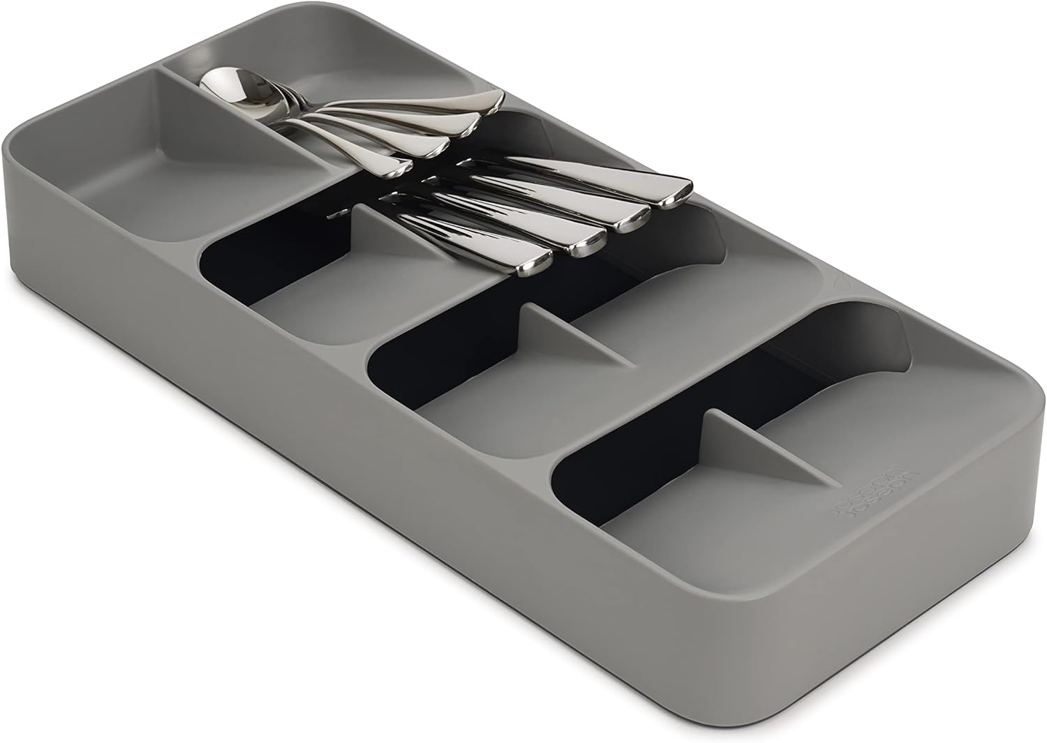 Joseph Joseph Drawer Store - Large Silverware Compact Cutlery Drawer Organizer, 8 compartments, holds 48 pieces - Grey