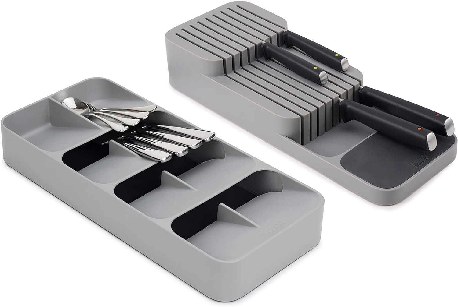 Joseph Joseph 85188 Dream Drawers Drawerstore Compact Cutlery & Knife Organiser Set of 2, Grey, Large