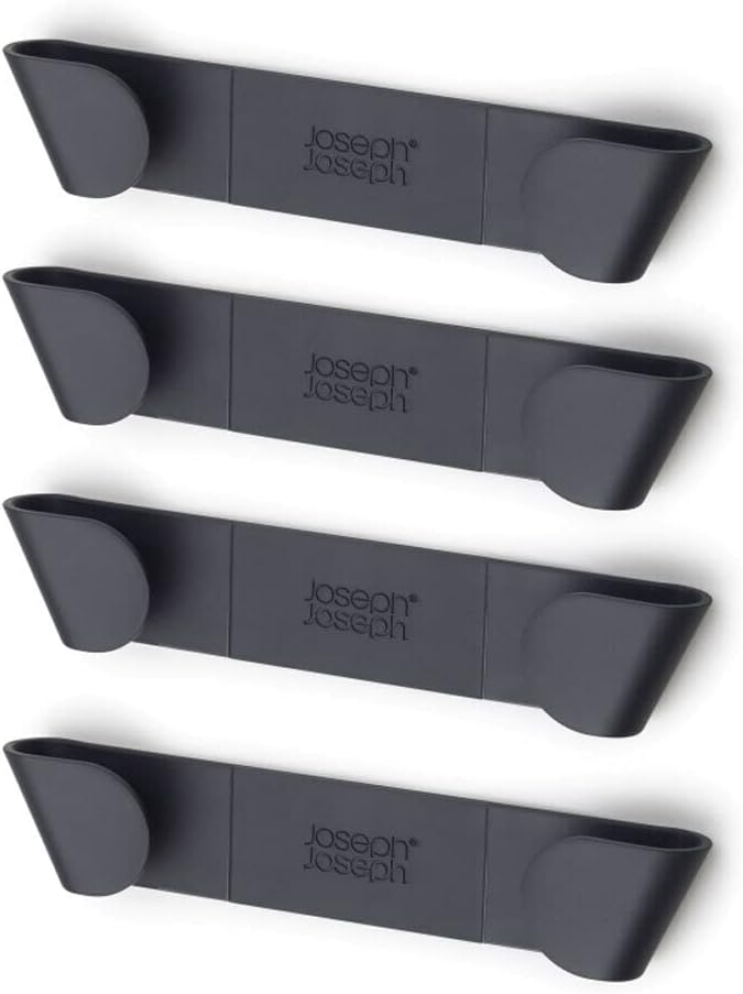 Joseph Joseph Cupboard Store - Set of 4 Pot and Pan Lid Holders Self Adhesive Wall Mount Storage Organizer, Suitable for Lids Up to 9 in , 3M VHB Tape Included, Gray