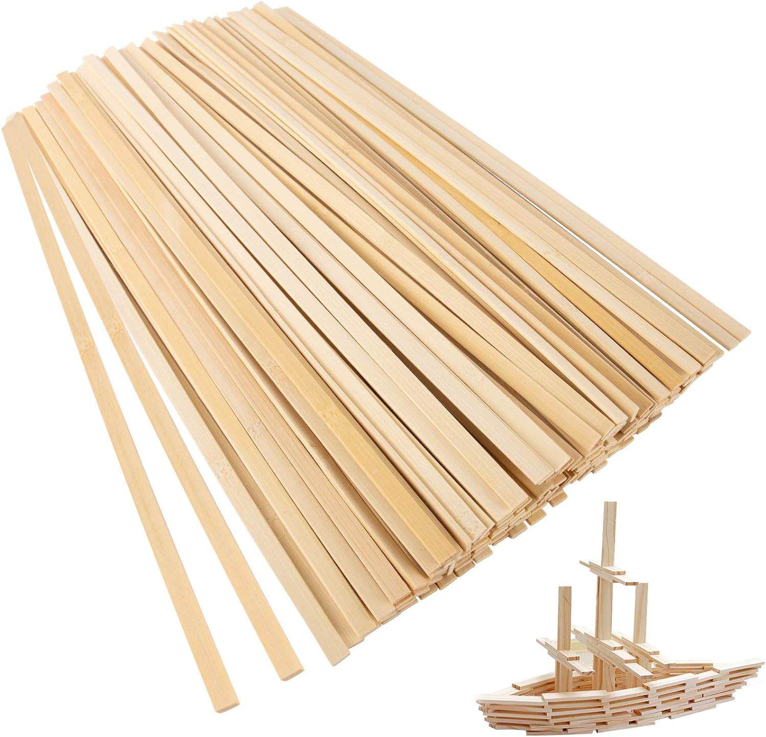 150 Pieces Natural Bamboo Sticks for Crafts- Extra Long 15.7 Inch Wooden Crafts Sticks Stakes for Crafting Arts Projects