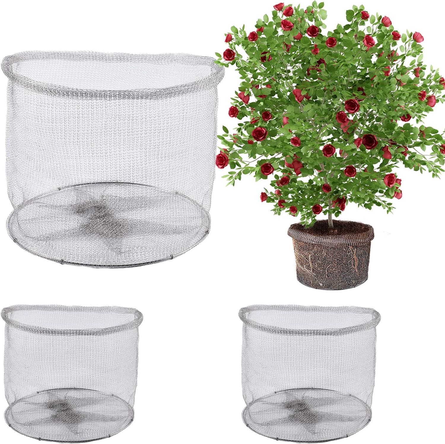 2 Pack 15 Gallon Root Stainless Steel Guard Baskets for Plants, Heavy Duty Bulb Baskets for Planting, Reusable Gopher Plant Protector, Burrowing Animals Cages for Trees Bulbs Flowers Tulips Root