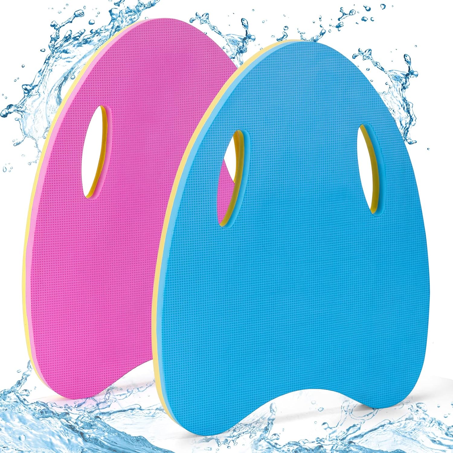 Swimming Kickboard for Kids, Swimming Training Aid Kickboard with Handrail Hole, Bicolor Practising Swimming Kickboard for Beginners, Safety Swim Board Auxiliary for Children Summer Pool Party