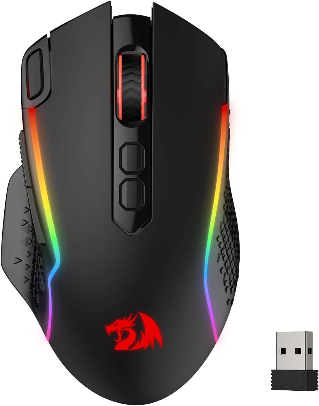 Redragon M810 Pro Wireless Gaming Mouse, 10000 DPI Wired/Wireless Gamer Mouse w/Rapid Fire Key, 8 Macro Buttons, 45-Hour Durable Power Capacity and RGB Backlit for PC/Mac/Laptop