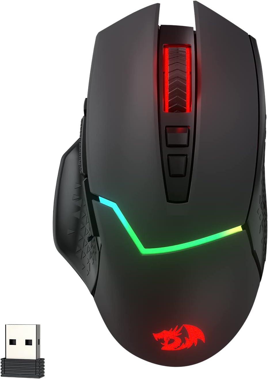 Redragon M690 PRO Wireless Gaming Mouse, 8000 DPI Wired/Wireless Gamer Mouse w/Rapid Fire Key, 8 Macro Buttons, Ergonomic Design for PC/Mac/Laptop