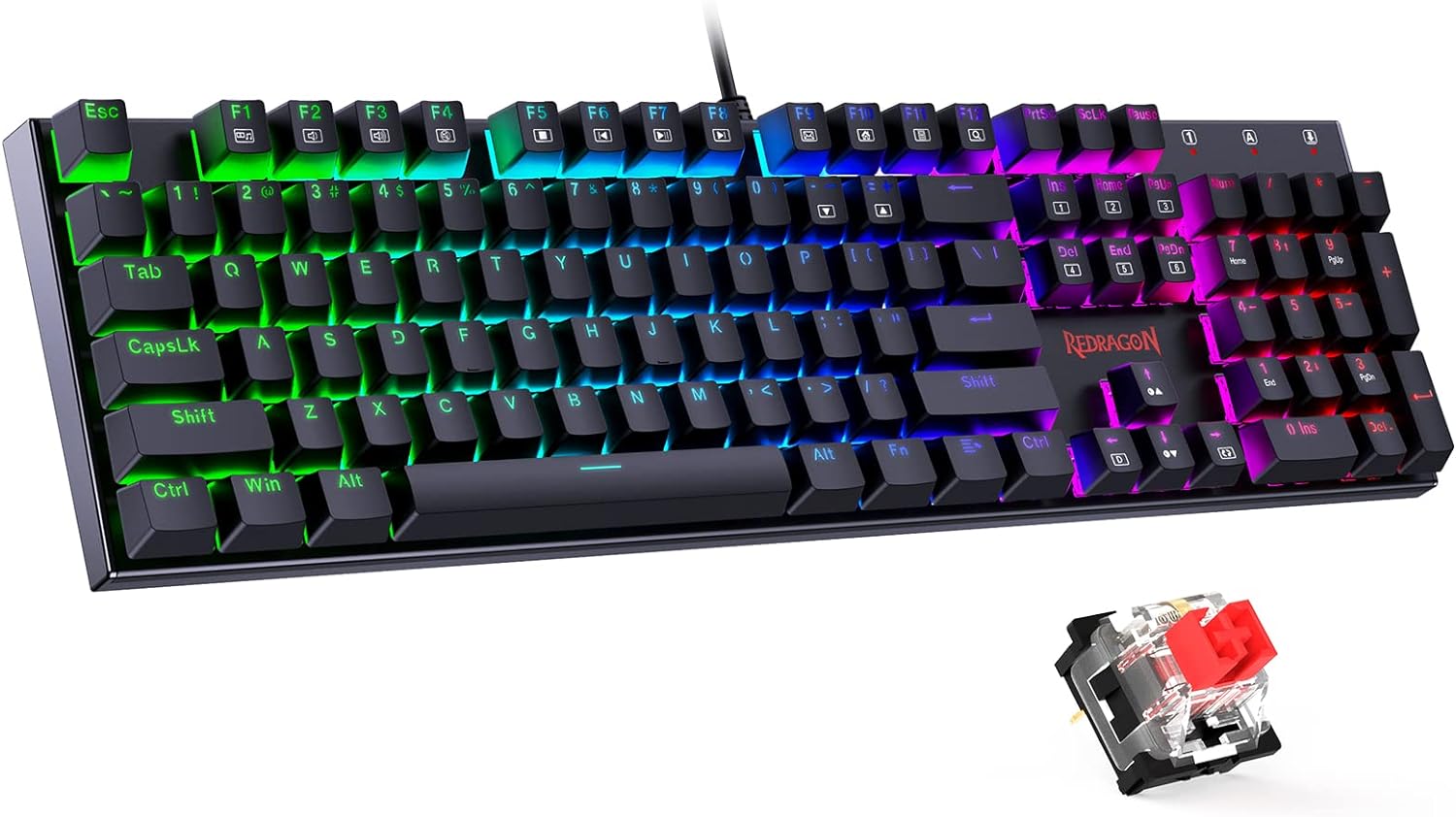 Redragon Mechanical Gaming Keyboard with Red Switches, Wired Keyboard Mechanical with RGB Backlit, Fully Progammable, Durable Aluminum Frame, Anti-Ghosting for PC Windows Mac, K565, Black