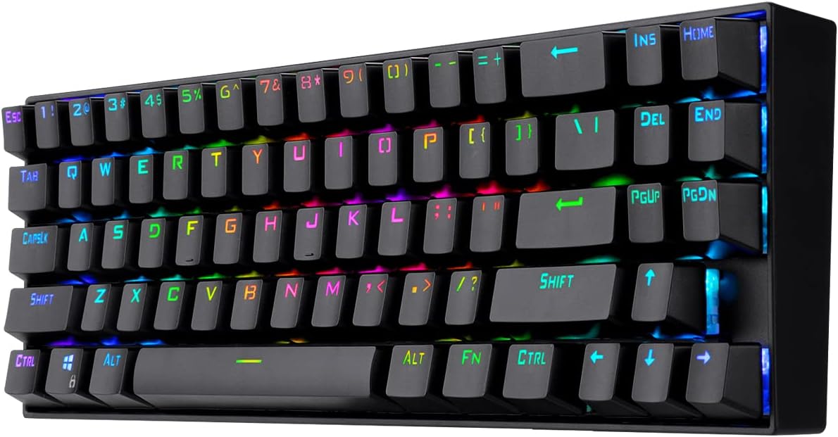 Redragon K599 Wired/Wireless Mechanical Gaming Keyboard 60% Compact Tenkeyless RGB Backlit Computer Keyboard for Windows PC Gamers (70 Key Red Switch  Black)