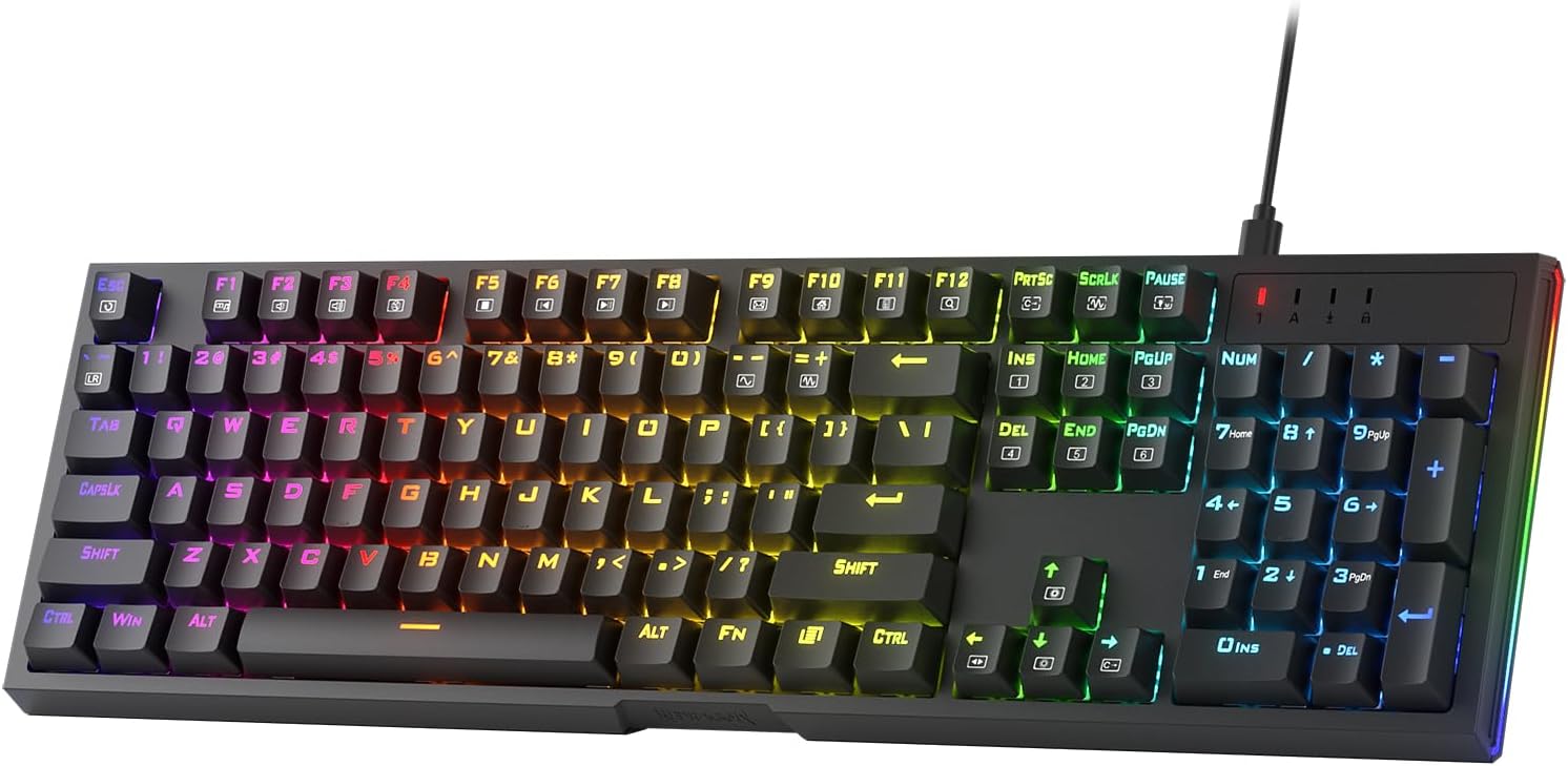 Redragon K670 RGB Backlit Gaming Keyboard, 104 Keys Hot-Swap Mechanical Keyboard, Upgraded Socket, Quiet Linear Red Switch