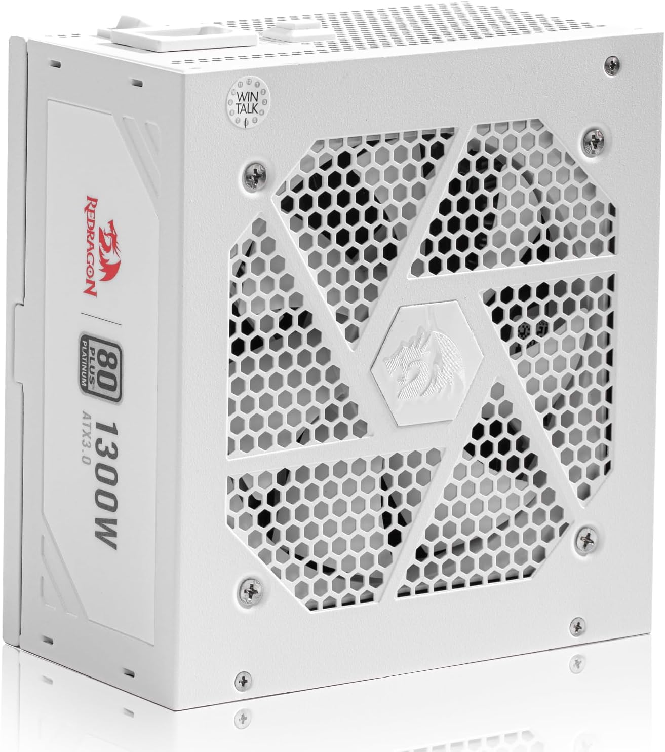 Redragon PSU018 80  Platinum 1300 Watt ATX 3.0 Fully Modular Power Supply, 80 Plus Certified, 100% Japanese Capacitors & Low Noise Smart-ECO 0 RPM Fan, Full Mod Cables w/12VHPWR Cable, White