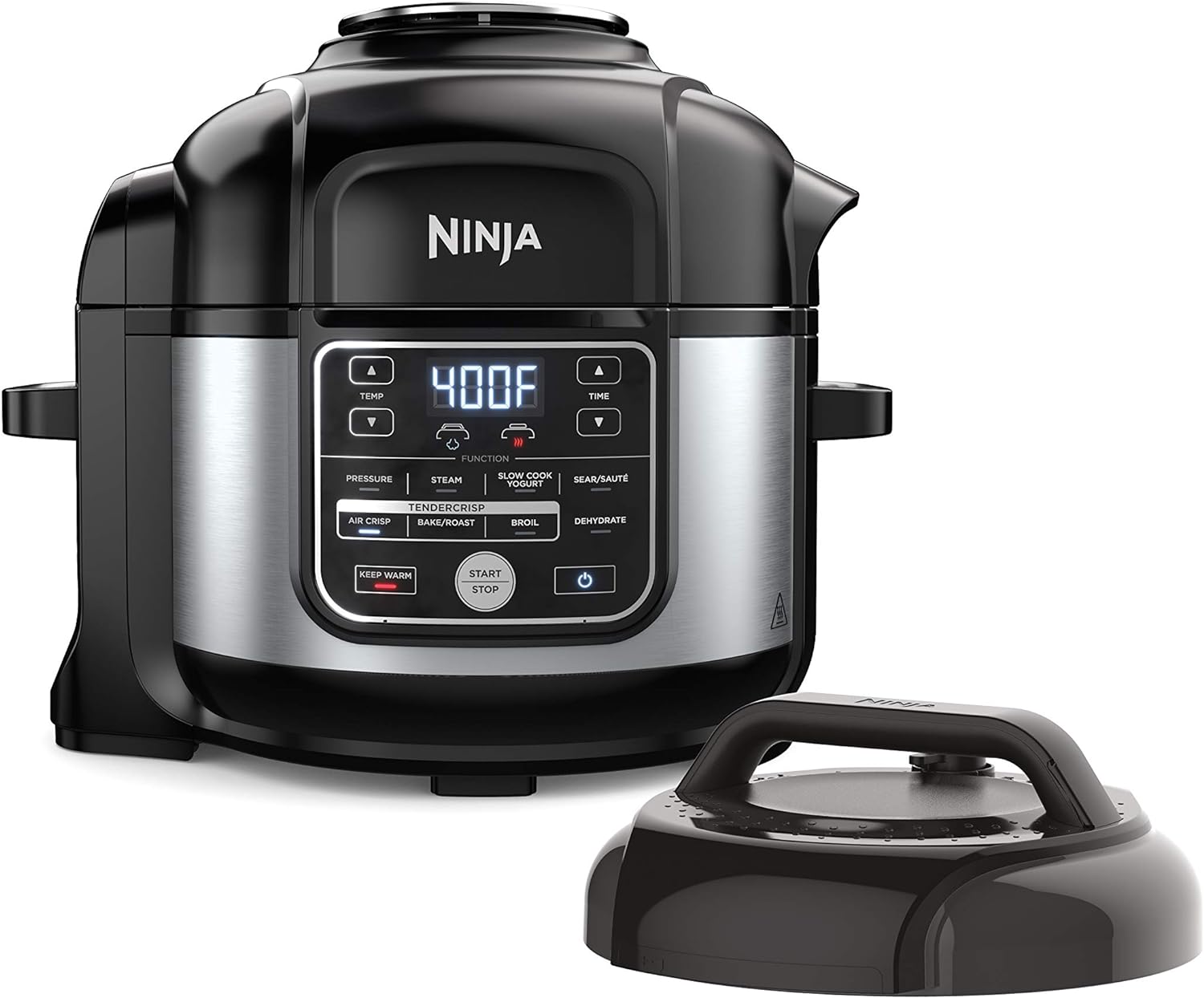 Ninja OS301 Foodi 10-in-1 Pressure Cooker and Air Fryer with Nesting Broil Rack, 6.5 Quart, Stainless Steel