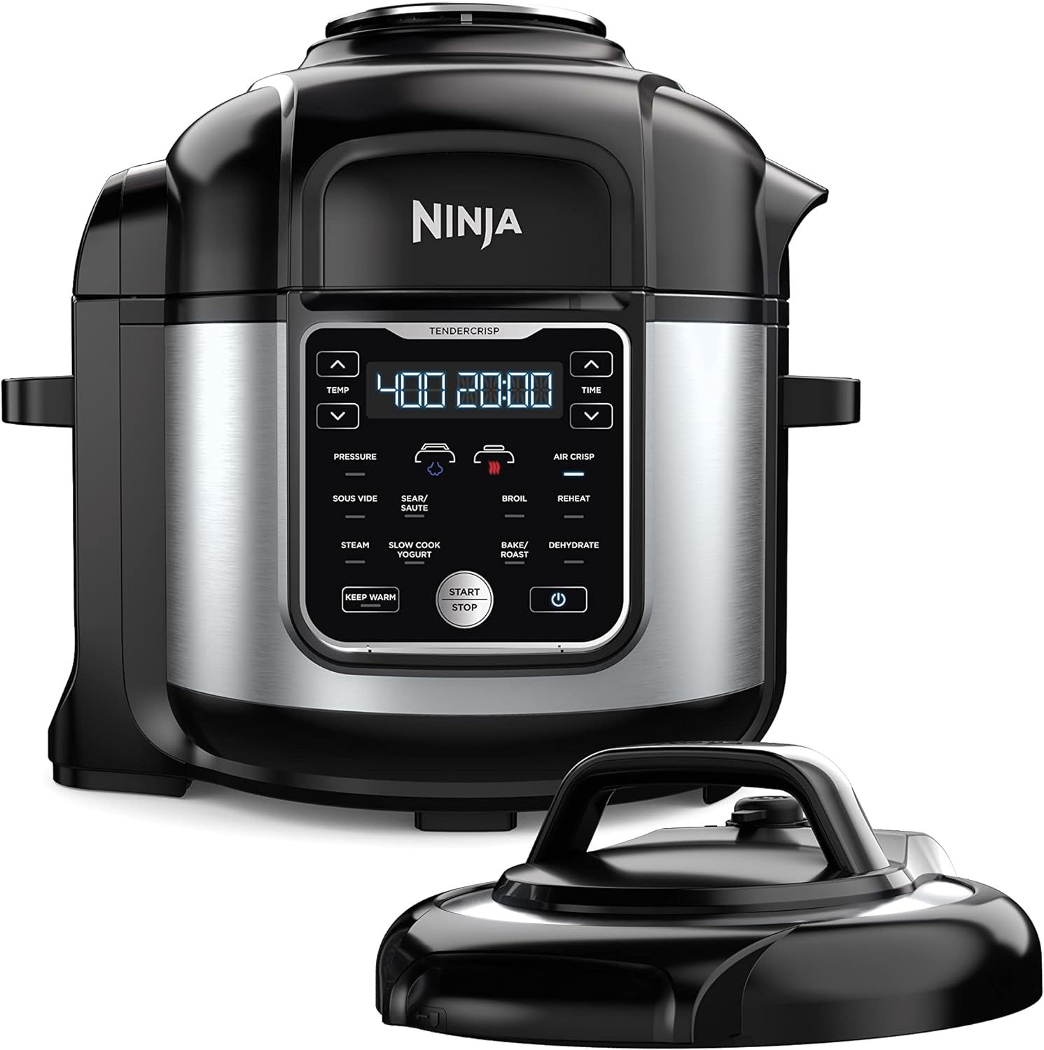 Ninja OS401 Foodi 10-in-1 XL 8 qt. Pressure Cooker & Air Fryer that Steams, Slow Cooks, Sears, Sauts, Dehydrates & More, with 5.6 qt. Cook & Crisp Plate & 15 Recipe Book, Silver