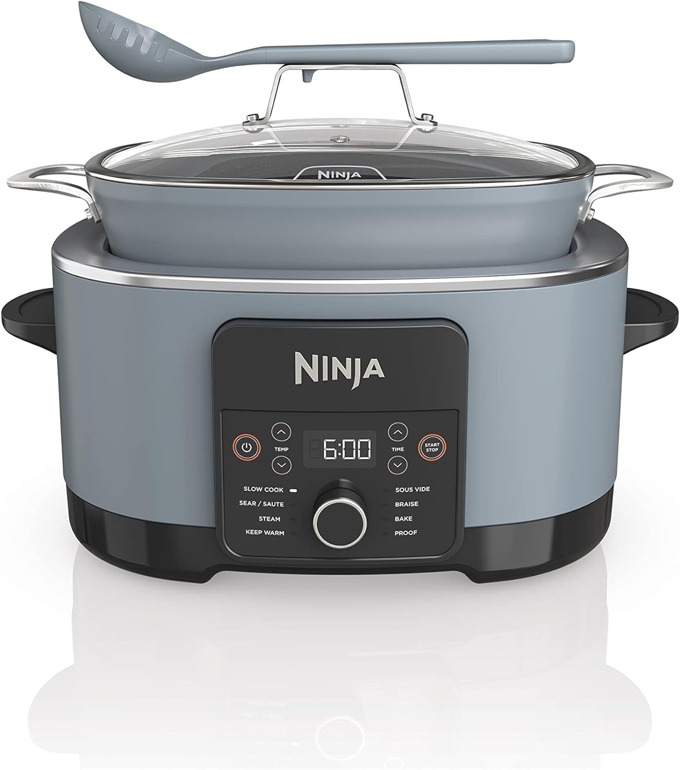 Ninja MC1001 Foodi PossibleCooker PRO 8.5 Quart Multi-Cooker, with 8-in-1 Slow Cooker, Dutch Oven, Steamer, Glass Lid Integrated Spoon, Nonstick, Oven Safe Pot to 500F, Sea Salt Gray