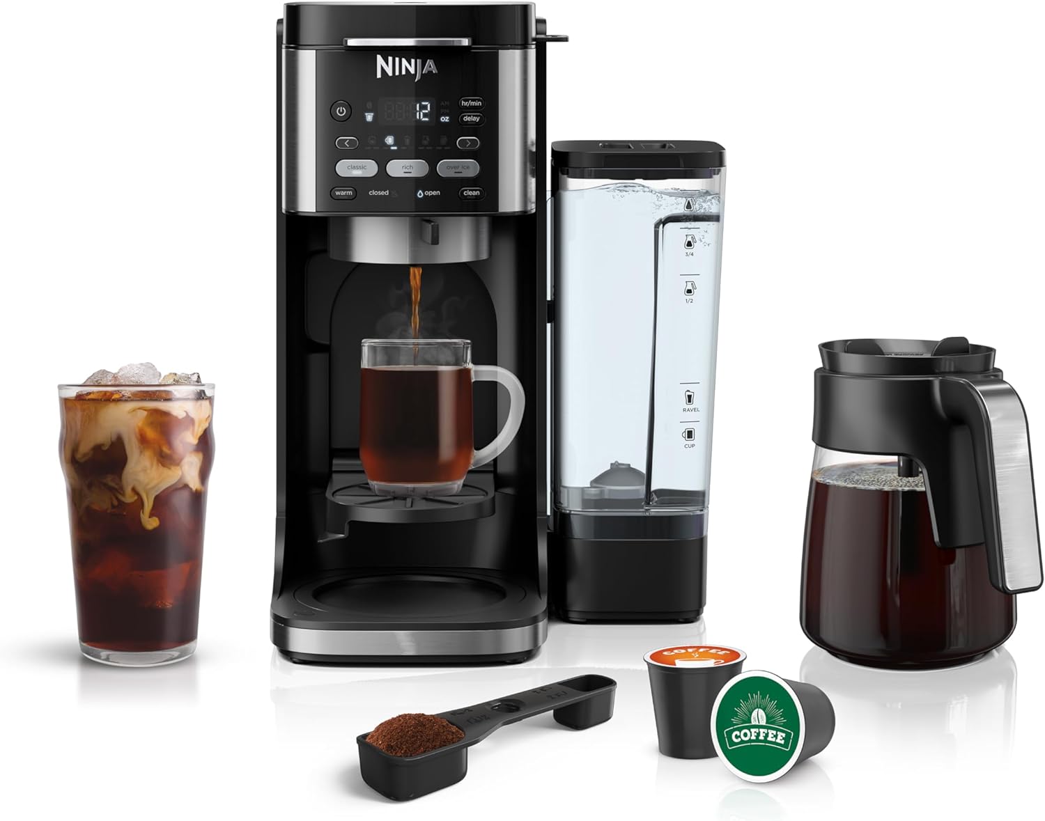 Ninja CFP101 DualBrew Hot & Iced Coffee Maker, Single-Serve, compatible with K-Cups & 12-Cup Drip Coffee Maker, Black