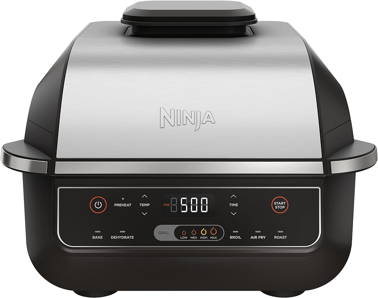 Ninja EG201 Foodi 6-in-1 Indoor Grill with Air Fry, Roast, Bake, Broil, & Dehydrate, 2nd Generation, Dishwasher Safe, Black/Silver