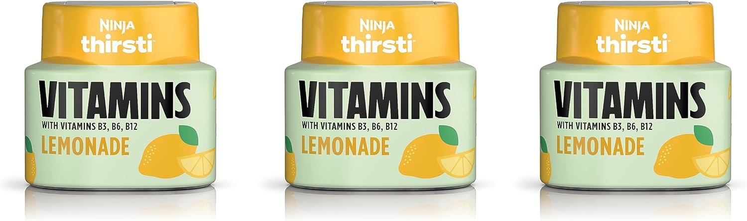 Ninja Thirsti Flavored Water Drops, VITAMINS With Vitamins B3, B6, B12, Lemonade, 3 Pack, Zero Calories, Zero Sugar, 2.23 Fl Oz, Makes 17, 12oz Drinks, WCFLMNDAM